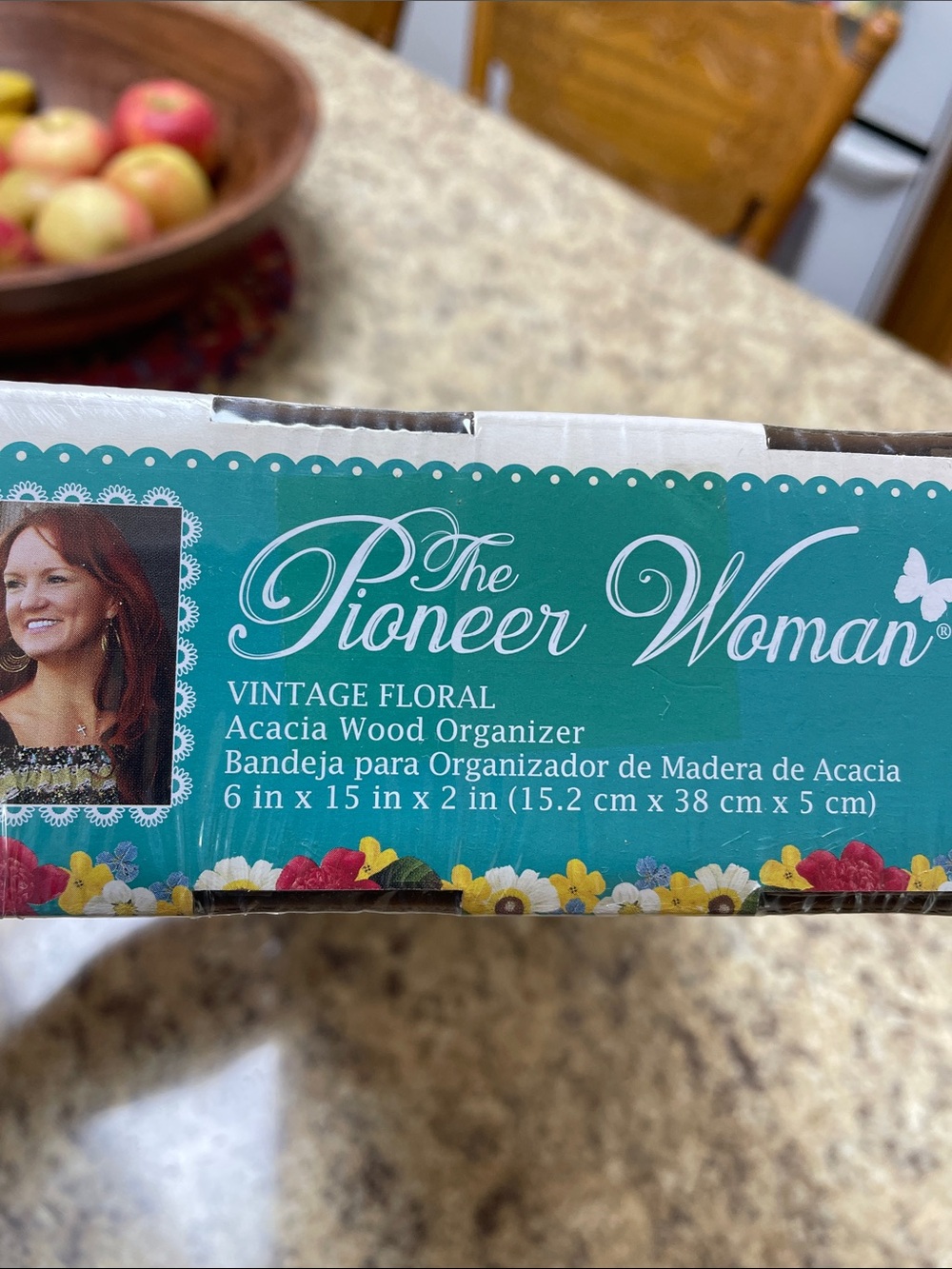 The Pioneer Woman Vintage Floral Acacia Wood  Drawer Organizer. NEW IN BOX! - Picture 2 of 4